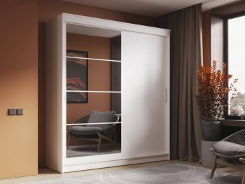 Шкаф-купе 2000 мм Гранд-1 ЛДСП/Зеркало, Белый (Эра) в Ирбите - irbit.mebel-e96.ru