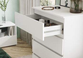 Комод Хелен КМ 02 802 4 ящика белый (СтендМ) в Ирбите - irbit.mebel-e96.ru