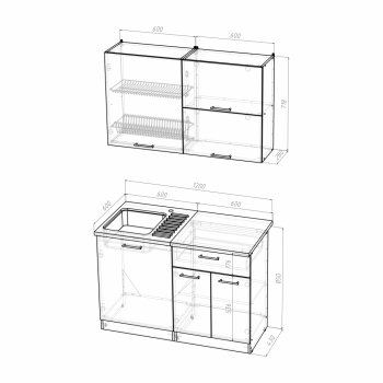 Кухонный гарнитур Инна лайт 1200 мм (Герда) в Ирбите - irbit.mebel-e96.ru