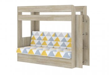 Кровать 2-х ярусная с диваном Карамель 75 сонома (Otto Yellow) в Ирбите - irbit.mebel-e96.ru