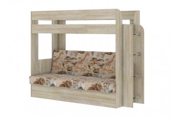 Кровать 2-х ярусная с диваном Карамель 75 сонома (Саванна) в Ирбите - irbit.mebel-e96.ru