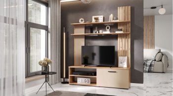 Стенка Каролина Дуб Вотан/Кашемир (Лин) в Ирбите - irbit.mebel-e96.ru