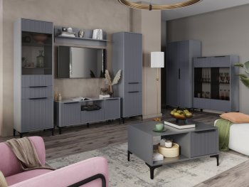 Стенка Кимберли графит, модульная (Handis) в Ирбите - irbit.mebel-e96.ru