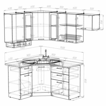 Кухонный гарнитур Кира литл 1300х2000 мм (Герда) в Ирбите - irbit.mebel-e96.ru