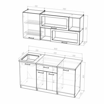 Кухонный гарнитур Кира стандарт 1600 мм (Герда) в Ирбите - irbit.mebel-e96.ru