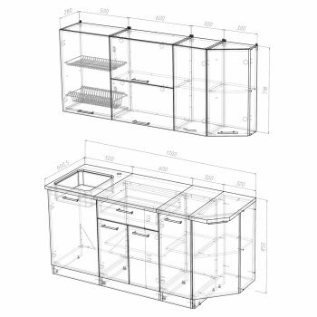 Кухонный гарнитур Кира демо 1700 мм (Герда) в Ирбите - irbit.mebel-e96.ru