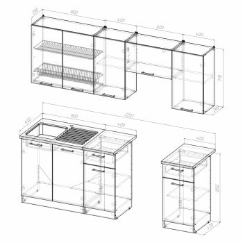 Кухонный гарнитур Кира компакт 2200 мм (Герда) в Ирбите - irbit.mebel-e96.ru