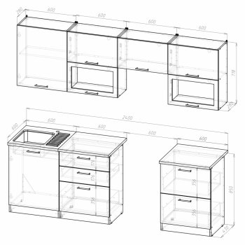 Кухонный гарнитур Кира базис 2400 мм (Герда) в Ирбите - irbit.mebel-e96.ru