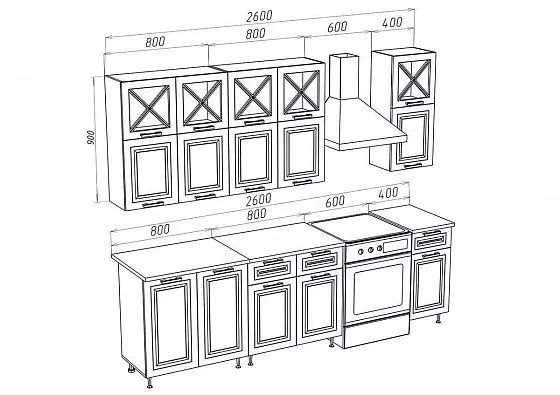 Кухонный гарнитур Констанция 2000/900 мм Ком. №4 (Миф) в Ирбите - irbit.mebel-e96.ru