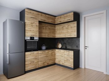 Кухонный гарнитур угловой Крафт 2200*1700 мм (Санвут) в Ирбите - irbit.mebel-e96.ru