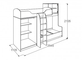 Кровать 2-х ярусная №2 Омега 18 (800*2000) в Ирбите - irbit.mebel-e96.ru