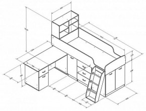 Кровать-чердак Дюймовочка-1 Дуб молочный/орех в Ирбите - irbit.mebel-e96.ru