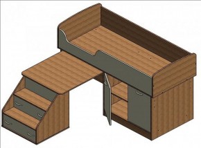 Кровать-чердак Дюймовочка-2 Дуб молочный/орех в Ирбите - irbit.mebel-e96.ru