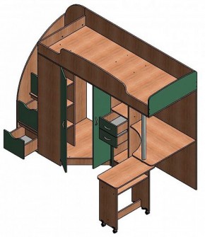 Кровать-чердак Теремок-1 Гранд  Дуб молочный/Голубой в Ирбите - irbit.mebel-e96.ru