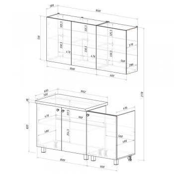 Кухонный гарнитур Куба 1600 мм (БТС) в Ирбите - irbit.mebel-e96.ru