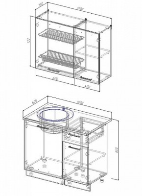 Кухонный гарнитур Антрацит 1000 в Ирбите - irbit.mebel-e96.ru