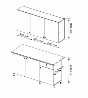 Кухонный гарнитур POINT 1500 мм (Гор) в Ирбите - irbit.mebel-e96.ru