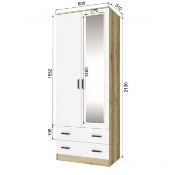 Шкаф 800 мм Лагуна с антресолью делано/белый (Текс) в Ирбите - irbit.mebel-e96.ru