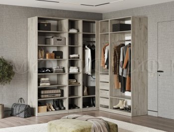 Гардеробная/шкаф 2200*1706 мм Ларго №3 дуб крафт серый/кашемир (Миф) в Ирбите - irbit.mebel-e96.ru
