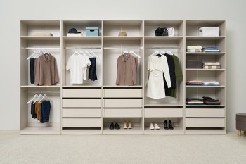 Гардеробная/шкаф 4000 мм Ларго №1 открытая Кашемир (Миф) в Ирбите - irbit.mebel-e96.ru