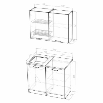 Кухонный гарнитур Лариса мини 1 1000 мм (Герда) в Ирбите - irbit.mebel-e96.ru