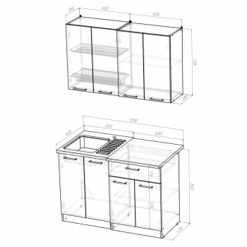 Кухонный гарнитур Лариса лайт 1 1200 мм (Герда) в Ирбите - irbit.mebel-e96.ru