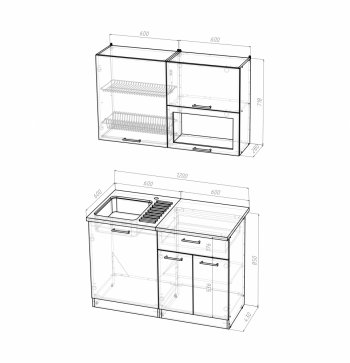 Кухонный гарнитур Лариса лайт 3 1200 мм (Герда) в Ирбите - irbit.mebel-e96.ru