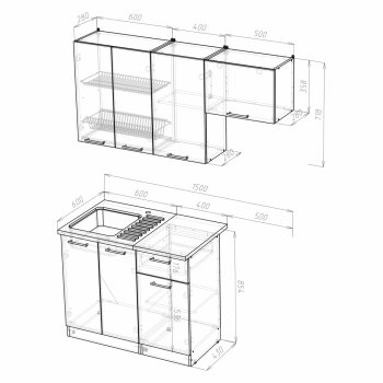 Кухонный гарнитур Лариса нормал 2 1500 мм (Герда) в Ирбите - irbit.mebel-e96.ru