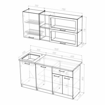 Кухонный гарнитур Лариса стандарт 3 1600 мм (Герда) в Ирбите - irbit.mebel-e96.ru