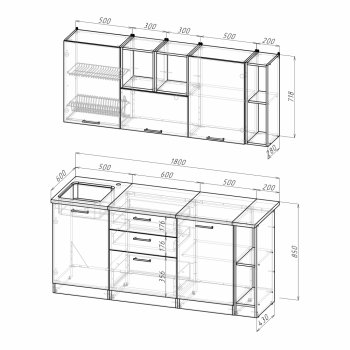 Кухонный гарнитур Лариса макси 4 1800 мм (Герда) в Ирбите - irbit.mebel-e96.ru