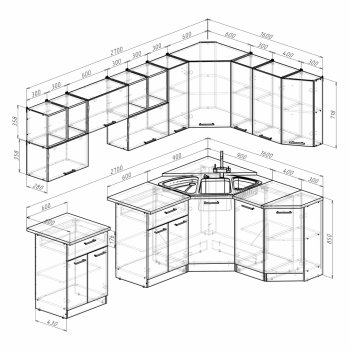 Кухонный гарнитур Лариса оптима 5 2700х1600 мм (Герда) в Ирбите - irbit.mebel-e96.ru