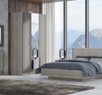 Шкаф распашной 1400 мм Лежер ШК-3103 дуб серый/холст вулканический (СанТан) в Ирбите - irbit.mebel-e96.ru