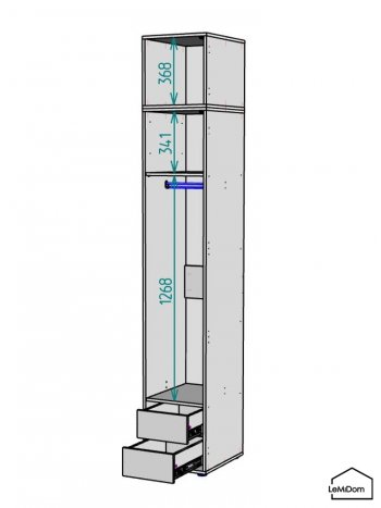 Шкаф с антресолью 400 мм Linnea MHR-1A-3 2450х400х510 (Графит-М 11.1.25) в Ирбите - irbit.mebel-e96.ru