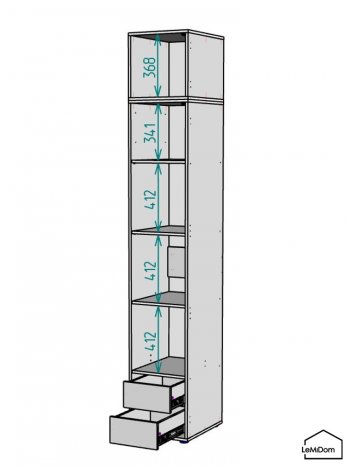 Шкаф с антресолью 400 мм Linnea MHR-1A-4 2450х400х510 (ДВ-М 11.1.25) в Ирбите - irbit.mebel-e96.ru