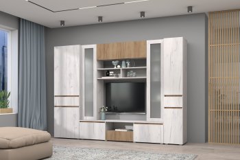 Стенка Лиана комп.1 крафт (Зарон) в Ирбите - irbit.mebel-e96.ru