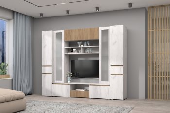 Стенка Лиана комп.3 крафт (Зарон) в Ирбите - irbit.mebel-e96.ru