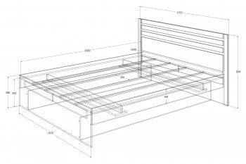 Кровать двуспальная Лиана графит (Зарон) в Ирбите - irbit.mebel-e96.ru