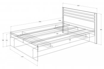 Кровать двуспальная Лиана графит (Зарон) в Ирбите - irbit.mebel-e96.ru