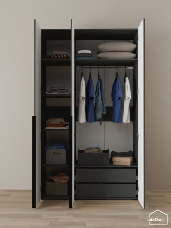 Шкаф Linnea MHR-3-2 2050х1200х510 (Графит-М 11.1.25) в Ирбите - irbit.mebel-e96.ru