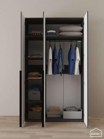 Шкаф Linnea MHR-3-1 2050х1200х510 (Графит-М 11.1.25) в Ирбите - irbit.mebel-e96.ru