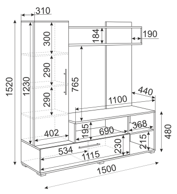 Мини-стенка Линда дуб золотой/белый гл. (Риннер) в Ирбите - irbit.mebel-e96.ru