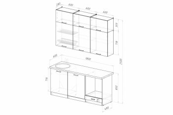 Кухонный гарнитур Лиора макси 2 1800 мм (ПМ) (Герда) в Ирбите - irbit.mebel-e96.ru