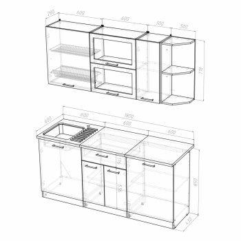 Кухонный гарнитур Лира макси 1800 мм (Герда) в Ирбите - irbit.mebel-e96.ru