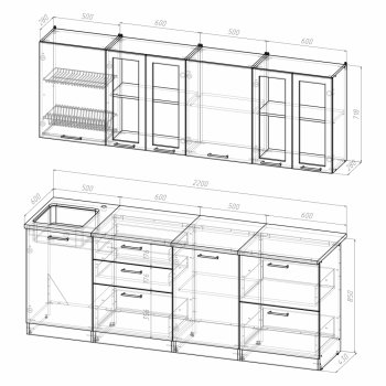 Кухонный гарнитур Лира компакт 2200 мм (Герда) в Ирбите - irbit.mebel-e96.ru