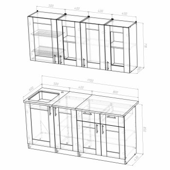 Кухонный гарнитур Лира демо 1700 мм (Герда) в Ирбите - irbit.mebel-e96.ru