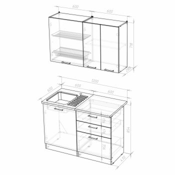 Кухонный гарнитур Лира лайт 1200 мм (Герда) в Ирбите - irbit.mebel-e96.ru