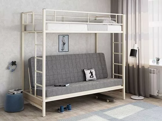 Кровать двухъярусная с диваном Мадлен (велюр) (ФМ) в Ирбите - irbit.mebel-e96.ru