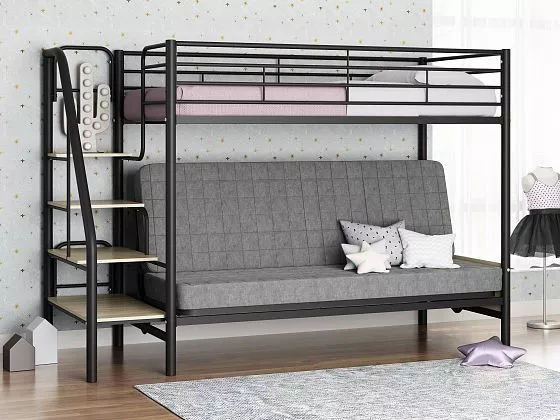 Кровать двухъярусная с диваном Мадлен-3 (велюр) (ФМ) в Ирбите - irbit.mebel-e96.ru