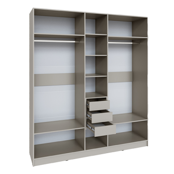 Шкаф Мадрид 2000 мм с зеркалом и ящиками, кашемир (Текс) в Ирбите - irbit.mebel-e96.ru