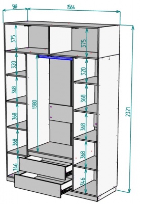 Шкаф 1600 мм Мальта light H302 + Антресоль HA4 в Ирбите - irbit.mebel-e96.ru